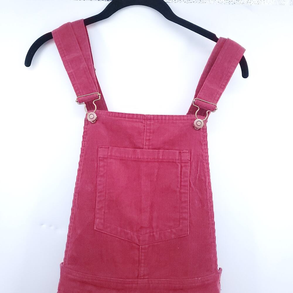 Passengers Red Courduroy Dungarees Overalls CrissCross Straps Button Sides| M - Picture 2 of 16